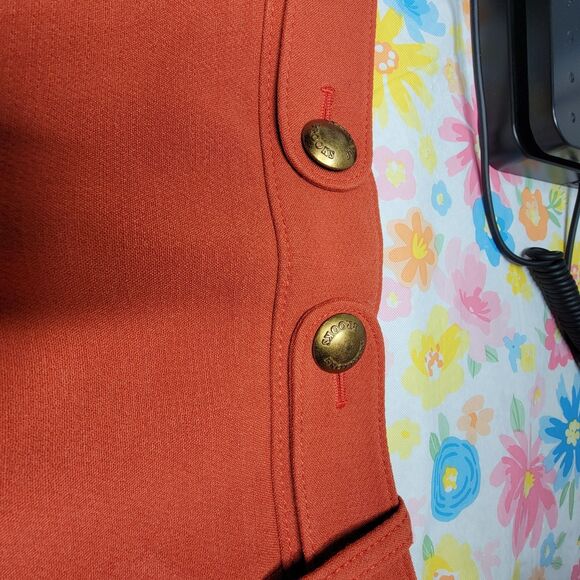 Brooks Brothers Women Mini Skirt Orange Pockets Logo Buttons Size 2 - Picture 10 of 16